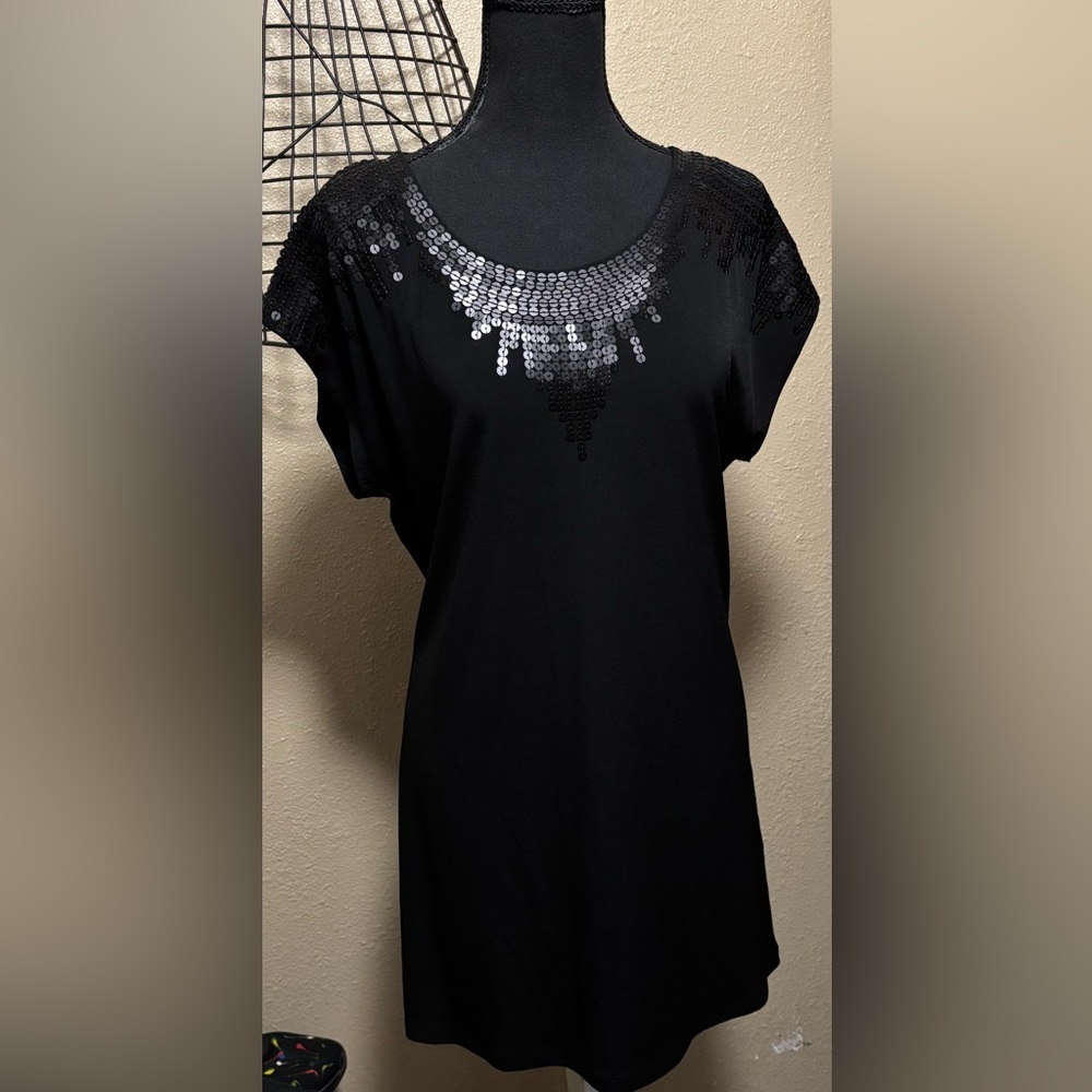 Elle Black Mini Dress with Silver Sequins
